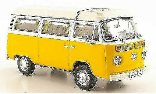 Volkswagen T2 Base 1/43 Premium ClassiXXs Camper avec Aufstelldak geel/wit modelauto