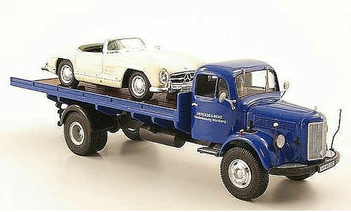 Mercedes L3500 Base 1/43 Premium ClassiXXs Flachlaadbak -Benz Niederlassung Nurnberg avec Ladegut 300SL Roadster modelauto