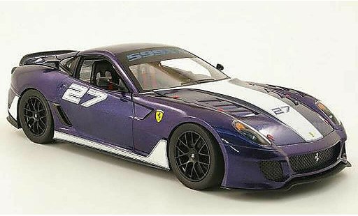 Ferrari 599 XX 1/18 Hot Wheels no.27 blauw/wit modelauto