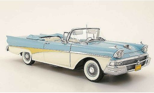 Ford Fairlane 500 Convertible 1/18 Sun Star cabriolet blauw/wit/or modelauto