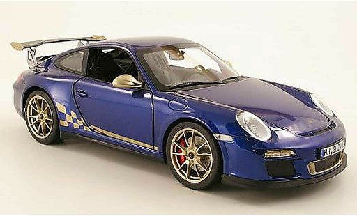 Porsche 911 GT3 RS 1/18 Norev 2010 blauw/beige modelauto