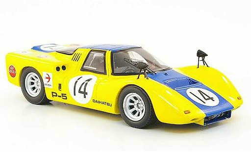Daihatsu P-5 course 1/43 Ebbro No.14 geel/blauw GP Japan 1968 modelauto