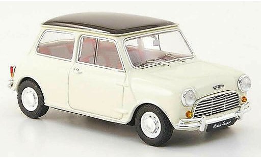 Austin Mini cooper 1/43 Ebbro wit/zwart RHD 1961 modelauto