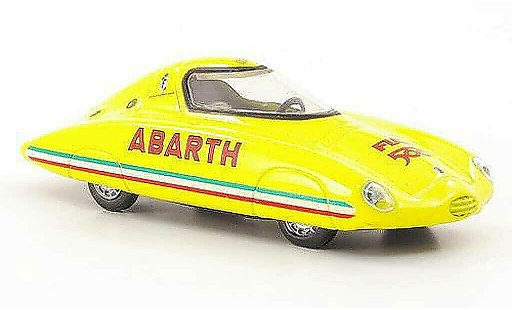 Fiat 500 Abarth 1/43 Hachette Rekordfahrzeug Pinin Farina geel 1958 modelauto