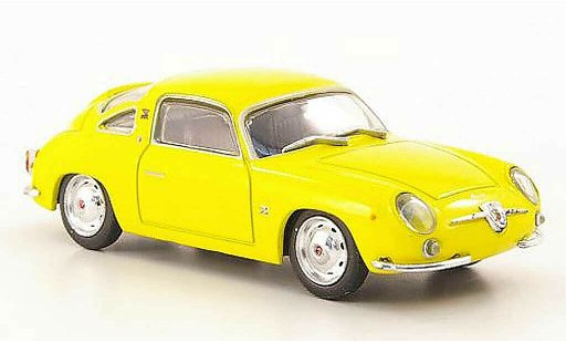 Fiat 750 Abarth 1/43 Hachette Record Monza geel 1958 modelauto