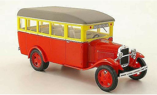 Gaz 03-30 Base 1/43 Nash Avtoprom rood/geel/grijs modelauto