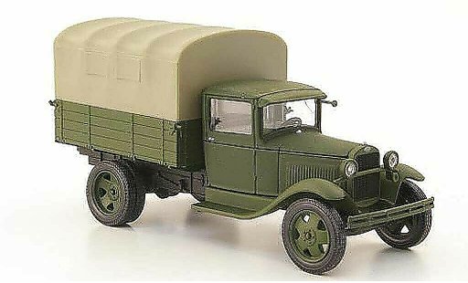 Gaz AA Pritsche 1/43 Nash Avtoprom laadbak olijfgroen avec beiger Plane modelauto
