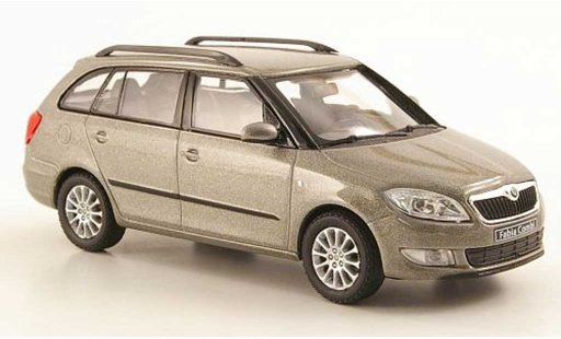 Skoda Fabia II 1/43 Abrex grijsbeige modelauto