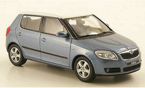 Skoda Fabia II 1/43 Abrex blauwgrijs avec witem dak 2006 modelauto