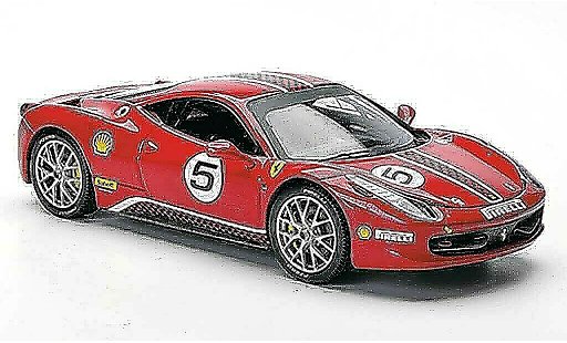 Ferrari 458 Challenge 1/43 Hot Wheels Elite No.5 rood modelauto