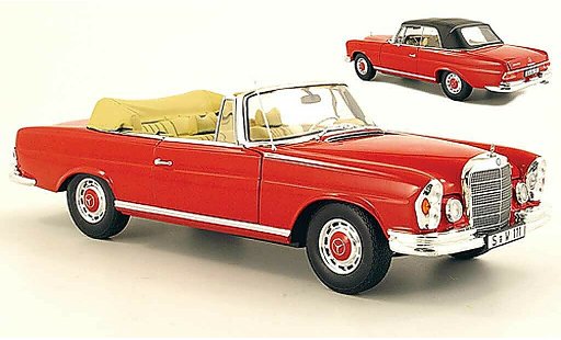 Mercedes 280 1969 1/18 Norev SE Cabriolet (W111) rood modelauto