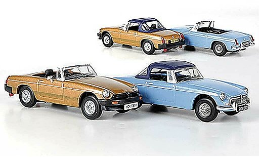 MG B Base 1/43 Vanguards 50th verjaardag Set (The first and the last) blauw en bronze modelauto