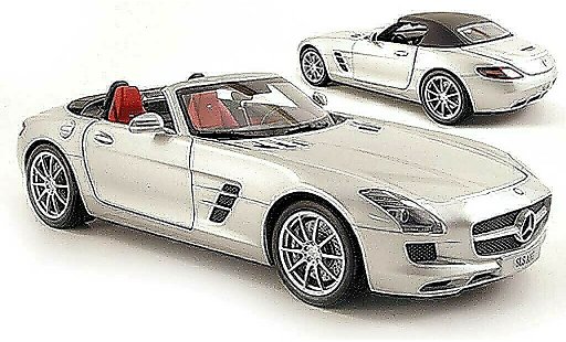 Mercedes SLS Roadster 1/18 Minichamps roadster AMG (R197) grijs metallic 2011 modelauto