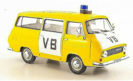 Skoda 1203 Police 1/43 Abrex VB wit/geel modelauto