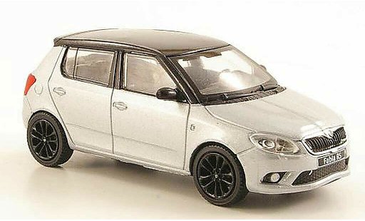 Skoda Fabia II 1/43 Abrex grijs avec zwartem dak en Felgen 2010 modelauto