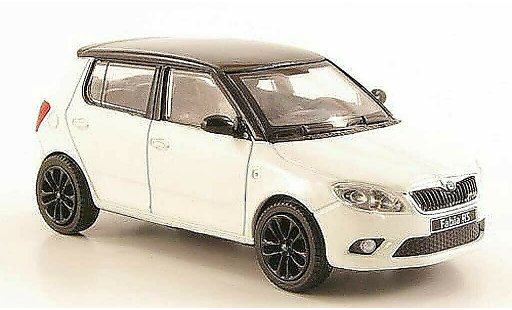 Skoda Fabia II 1/43 Abrex wit met zwartem dak en Felgen 2010 modelauto