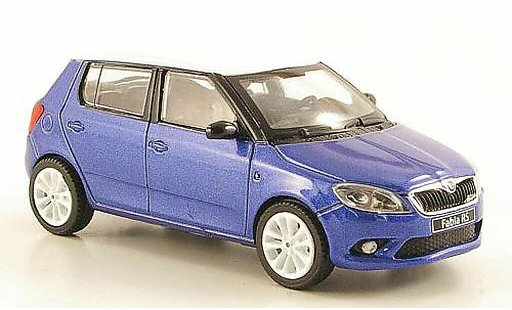 Skoda Fabia II 1/43 Abrex blauw met witem dak en Felgen 2010 modelauto