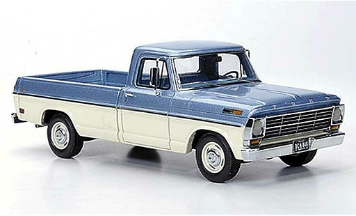 Ford F-100 Pickup 1/43 Neo F 100 Pick Up grijs blauw/wit 1968 modelauto