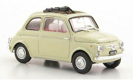 Fiat 500 D 1/43 Brumm beige geoffnetes vouwdak 1960 modelauto