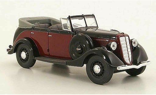 Gaz M1 Phaeton 1/43 Nash Avtoprom rood/zwart geoffnetes kap modelauto