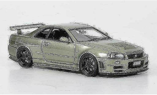 Nissan Skyline R34 1/43 HPI GT-R Nismo Z-Tune grijsgroen modelauto