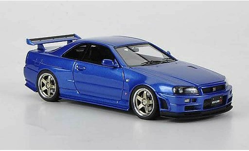 Nissan Skyline R34 1/43 HPI GT-R S-tune blauw RHD modelauto