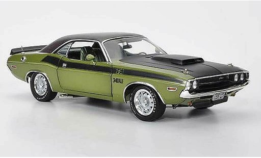 Dodge Challenger 1970 1/18 Highway 61 T/A groen/mat zwart/Krododillederoptik modelauto