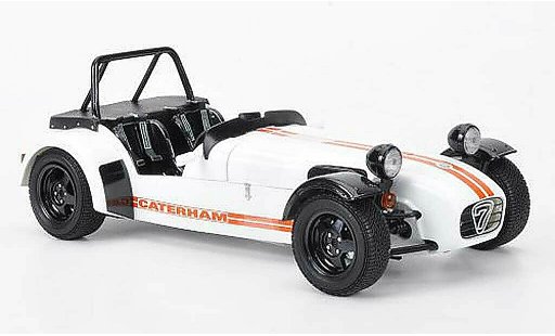 Caterham Super Seven JPE 1/18 Kyosho wit avec oranjenem strepen modelauto