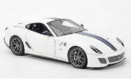Ferrari 599 GTO 1/18 MR Collection wit avec blauw strepen modelauto