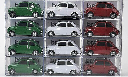 Fiat 500 Nuova 1/43 Brumm 12er-Set: Tricolore groen wit rood 1957 modelauto