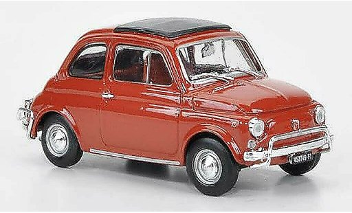 Fiat 500 L 1/43 Brumm rood-oranje 1968 modelauto