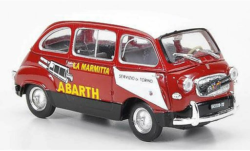 Fiat 600 Multipla 1/43 Brumm D Abarth rood/wit La Marmitta 1960 modelauto