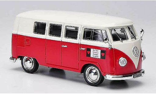 Volkswagen T1 A 1/43 Norev Stationwagen Van't Hart - Autoverhuur rood/wit 1955 modelauto