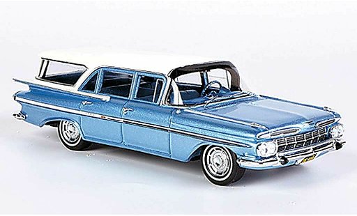 Chevrolet Impala Station Wagon 1/43 Spark 1959 grijsblauw/wit Sondermodell MCW L.E. 300 1959 modelauto