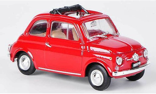 Fiat 500 F 1/43 Brumm rood vouwdak geoffnet 1965 modelauto