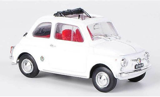 Fiat 595 Abarth 1/43 Brumm SS wit openes vouwdak 1965 modelauto