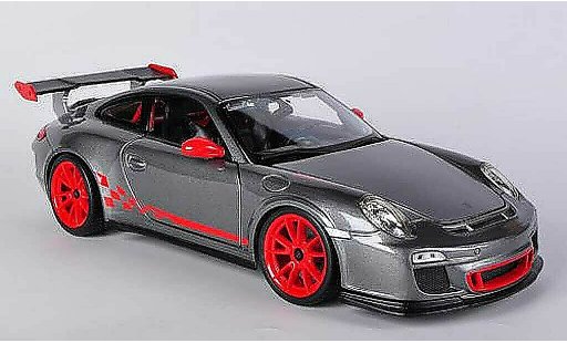 Porsche 911 GT3 RS 1/18 Burago grijs/rood modelauto