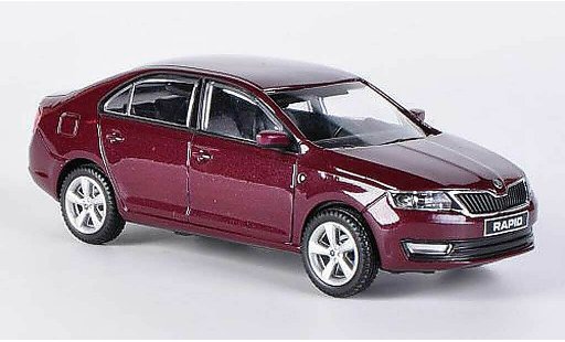 Skoda Rapid Base 1/43 Abrex rood 2012 modelauto