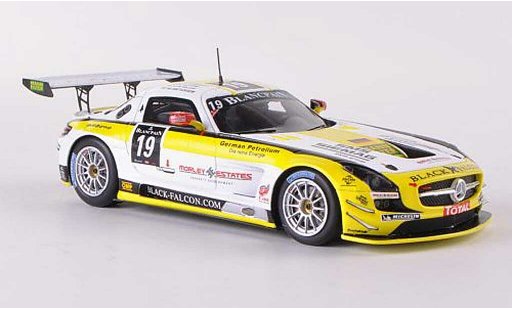 Mercedes SLS GT3 1/43 Spark AMG No.19 zwart Falcon 24h Spa 2012 O.Morley/K.Heyer/S.Rosler/M.Metzger modelauto