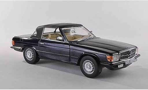 Mercedes 350 Base 1/18 Sun Star (R107) zwart-blauw ferme 1977 modelauto