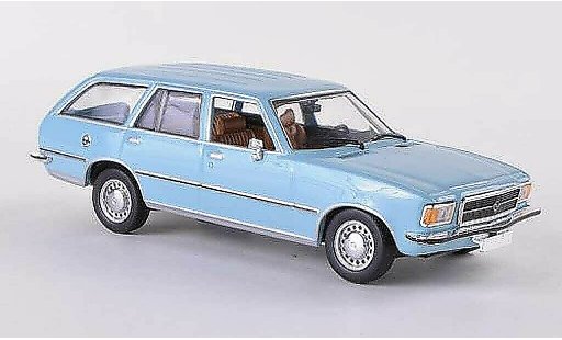 Opel Rekord D 1/43 Minichamps Caravan blauw 1975 modelauto