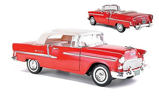 Chevrolet Bel Air Convertible 1/18 Motormax 1955 Cabriolet rood modelauto