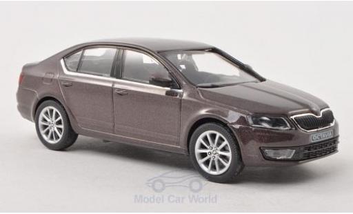 Modelauto Skoda Octavia Base III metallic bruin 2013 1/43 Abrex