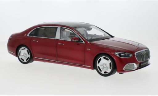 Modelauto Mercedes CLA Base Maybach S-classe metallic rood 2021 1/18 Almost Real