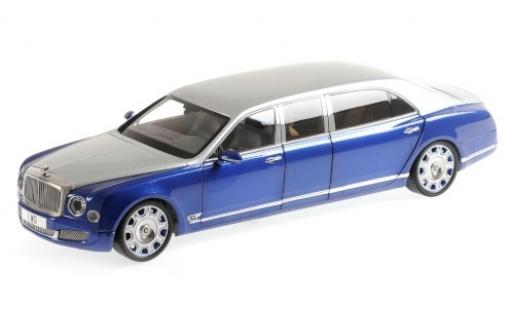 Modelauto Bentley Mulsanne Grand Limousine by Mulliner Sedan grijs/metallic blauw 2017 1/18 Almost Real