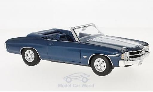 Modelauto Chevrolet Chevelle Convertible SS 454 Cabriolet metallic blauw/wit 1971 1/24 Welly