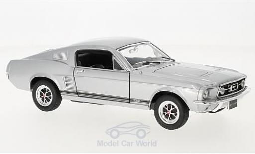 Modelauto Ford Mustang GT grijs 1967 1/24 Welly