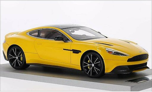 Aston Martin Vanquish coupe 1/18 Tecnomodel metallic geel/carbon modelauto