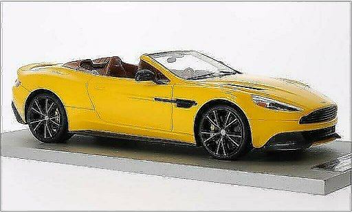 Aston Martin Vanquish volante 1/18 Tecnomodel geel modelauto