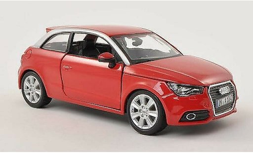 Audi A1 citadine 1/24 Burago rood/grijs modelauto